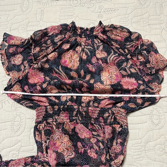 NWT MISA Azura Dress Flora Dot Sz L Navy Pink - Picture 7 of 8